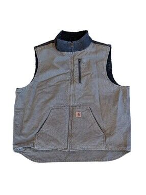 Carhartt Vintage V33-239 Sherpa-Lined Work Vest in Grey Black Mens 2XL TALL
